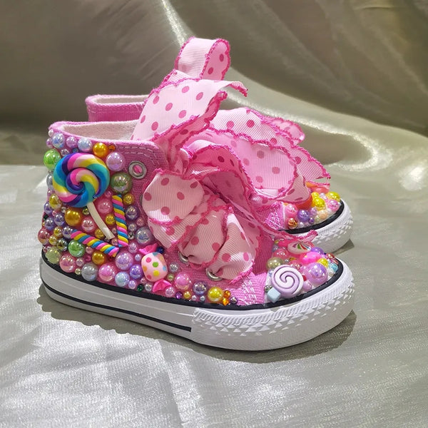 Mumma & Me Matching Rainbow Candy Bling High Tops (Handmade)