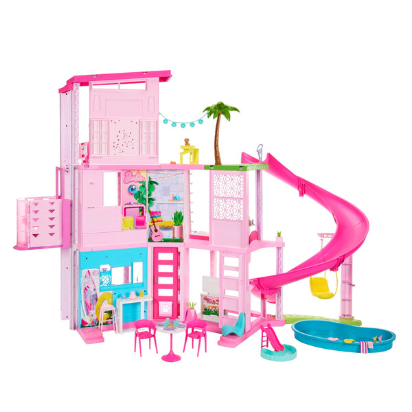 Barbie Dreamhouse, Pool Party Doll House with 75+ Pieces and 3-Story Slide, Barbie House Playset, Pet Elevator and Puppy Play Areas