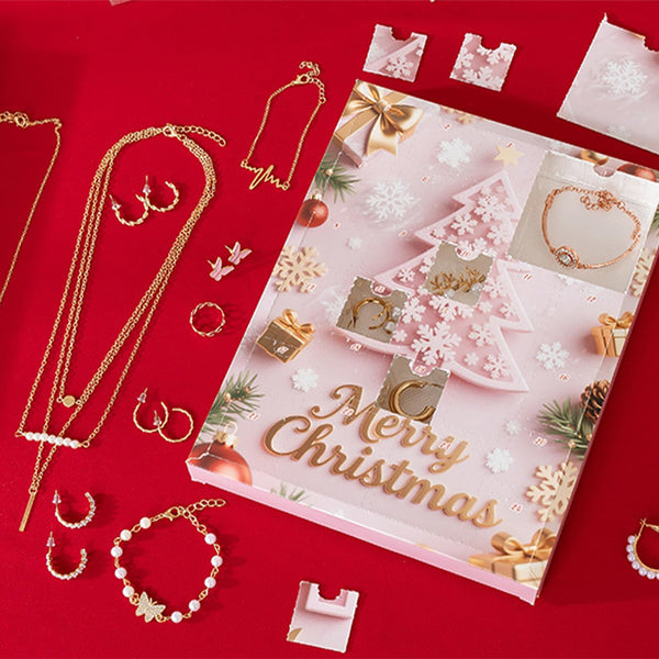 Jewelry Advent Calendar 2025 for Teens, Christmas Countdown 24 Days Calendar with Fashion Necklace, Bracelet, Earrings & Ring, Christmas Surprise Gifts for Women, Daughter, Girlfriend, Wife, Adult
