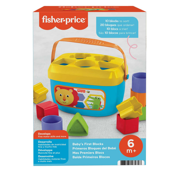 Fisher-Price Stacking Toy Baby’s First Blocks Set of 10 Shapes for Sorting Play for Infants Ages 6+ Months