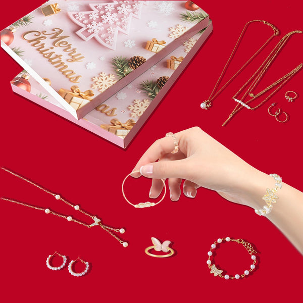 Jewelry Advent Calendar 2025 for Teens, Christmas Countdown 24 Days Calendar with Fashion Necklace, Bracelet, Earrings & Ring, Christmas Surprise Gifts for Women, Daughter, Girlfriend, Wife, Adult
