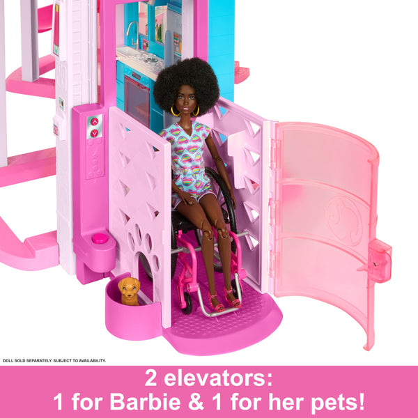 Barbie Dreamhouse, Pool Party Doll House with 75+ Pieces and 3-Story Slide, Barbie House Playset, Pet Elevator and Puppy Play Areas
