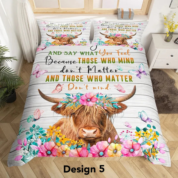 2024 Highland Cow Bedding Sets - 5 Designs (All Sizes Available)