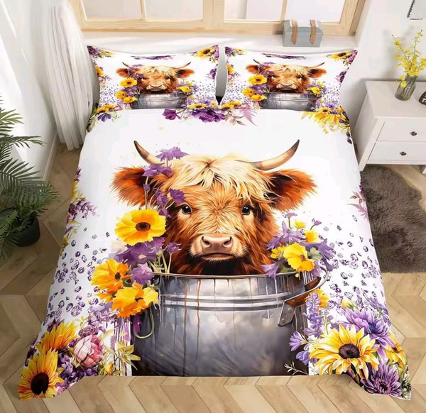 2025 Highland Cow Bedding Sets - 3 Designs (All Sizes Available)