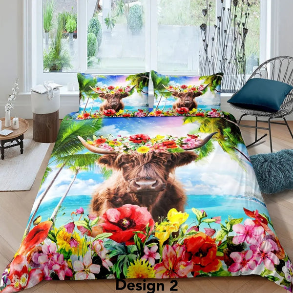 2024 Highland Cow Bedding Sets - 5 Designs (All Sizes Available)