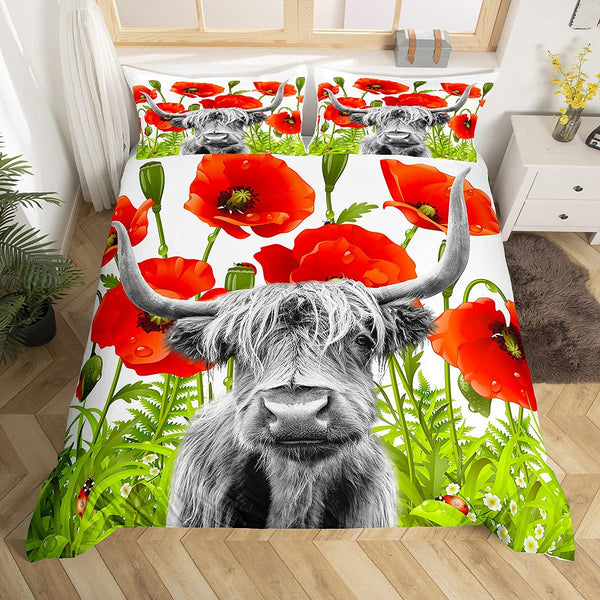 Bull Floral Bedding Sets - 8 Designs (All Sizes Available)