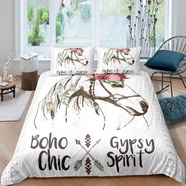 Horse Floral Bedding Sets - 10 Designs (All Sizes Available)