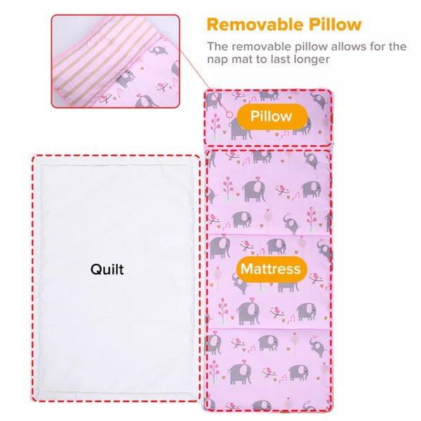 Toddler Travel Nap Mat with Blanket & Pillow (16 Designs)