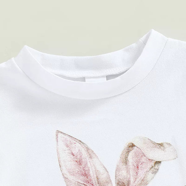 Bunny Rabbit Floral Print Flares 2 Piece Set