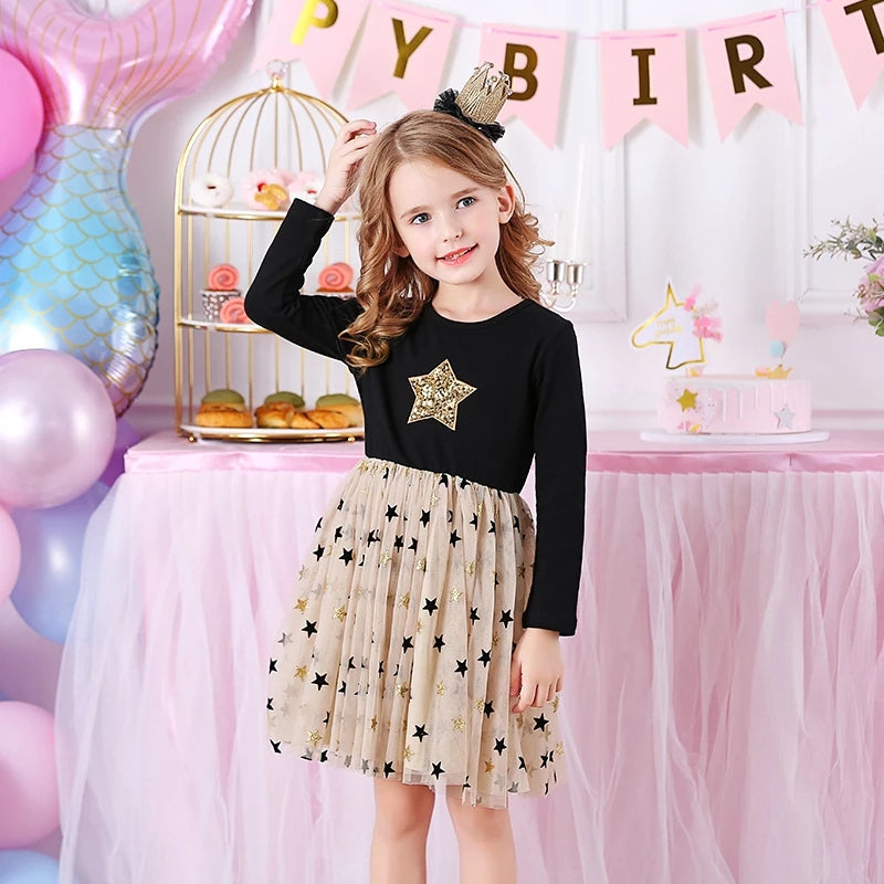 Violet Gold Star Longsleeve Dress
