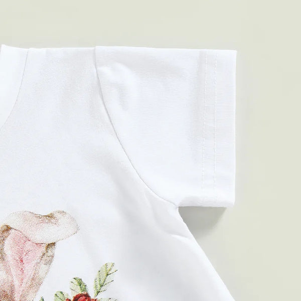 Bunny Rabbit Floral Print Flares 2 Piece Set