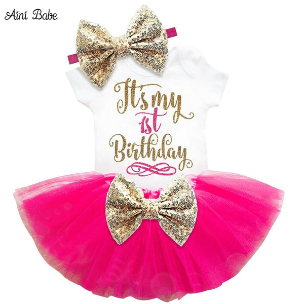 "It's My 1st Birthday" 3 Pce Set - Hot Pink (In Stock)