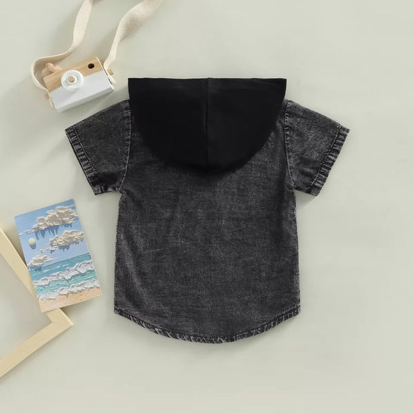 Boys Hooded Denim Look Shirt (2 Colours)