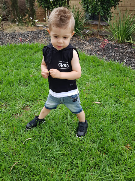 Zac Hooded Tank in Black (Handmade in Aus)