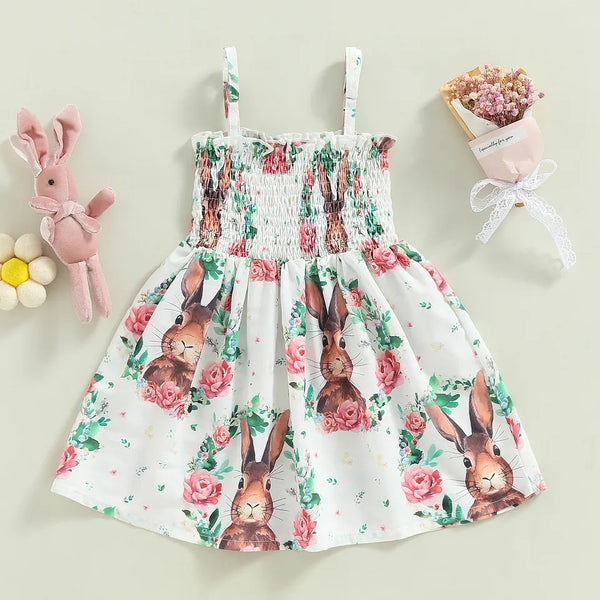 Cute Bunny Rabbit Floral Print Dress