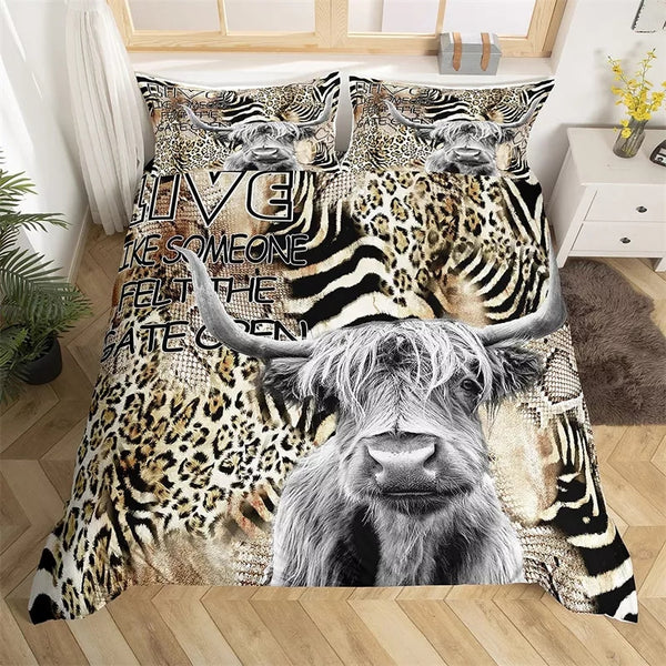 Highland Cow Floral Bedding Sets - 9 Designs (All Sizes Available)