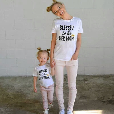 Mother & Daughter Matching Tees - Blessed to be her Mom ☆ Blessed to be her Daughter