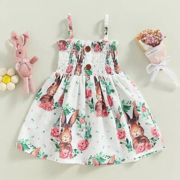 Cute Bunny Rabbit Floral Print Dress