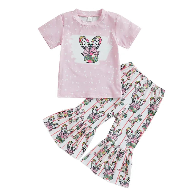 Bunny Print Flares 2 Piece Set