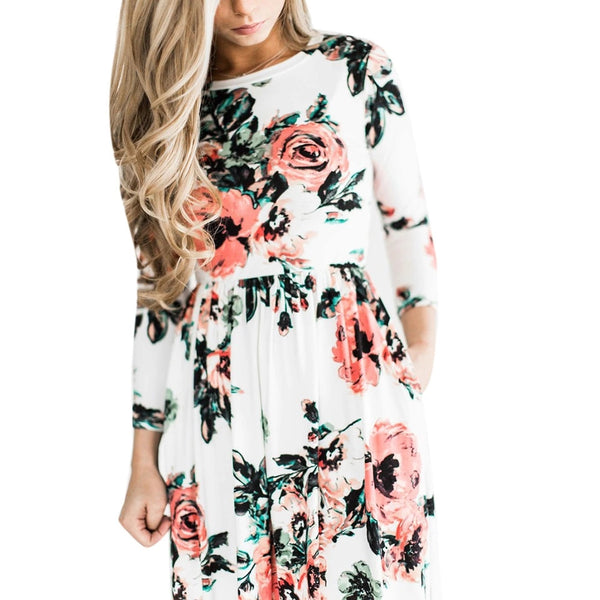 Matching Mother & Daughter Floral Slim Fit Dress (5 Colours)