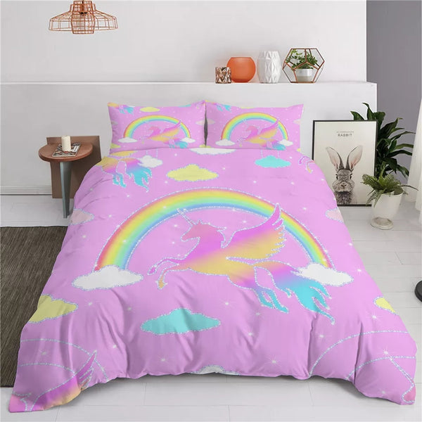 Rainbow Unicorn Bedding Sets - 8 Designs (All Sizes Available)