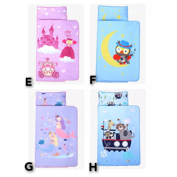 Toddler Travel Nap Mat with Blanket & Pillow (16 Designs)