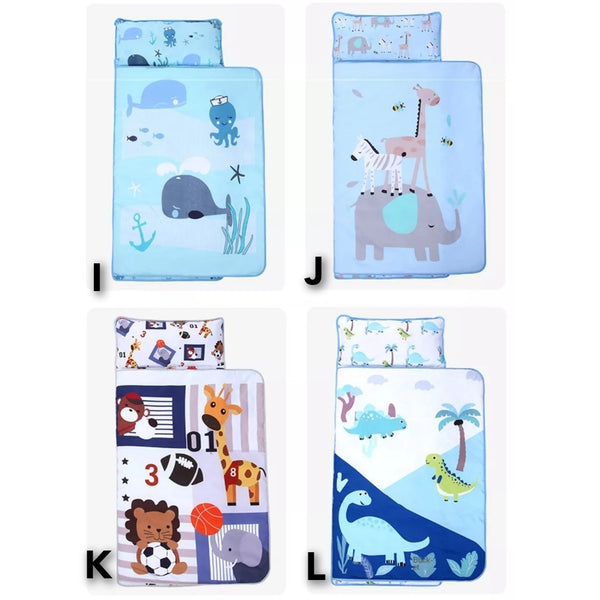 Toddler Travel Nap Mat with Blanket & Pillow (16 Designs)