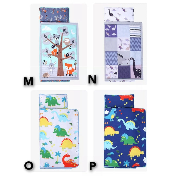 Toddler Travel Nap Mat with Blanket & Pillow (16 Designs)