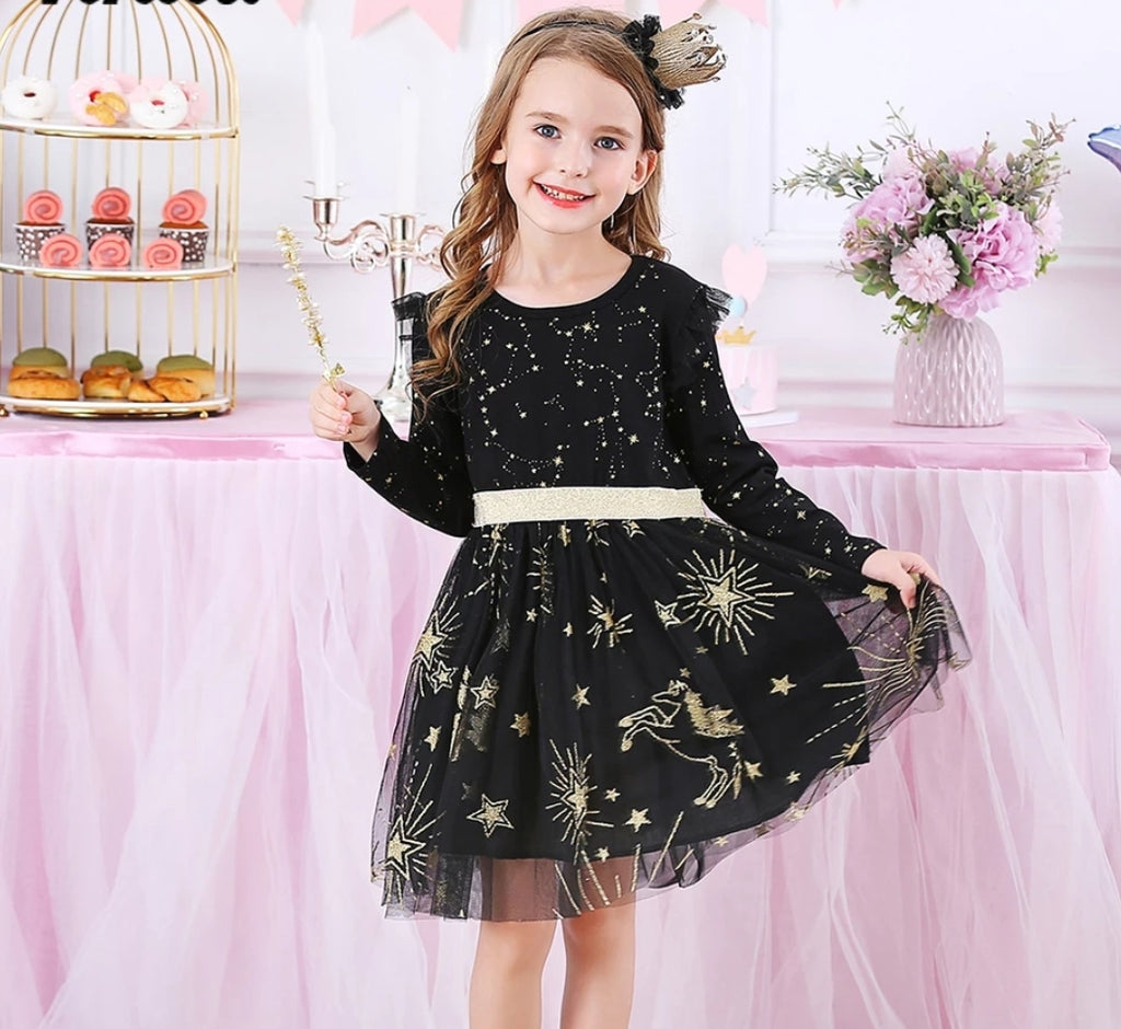Savannah Black & Gold Dress