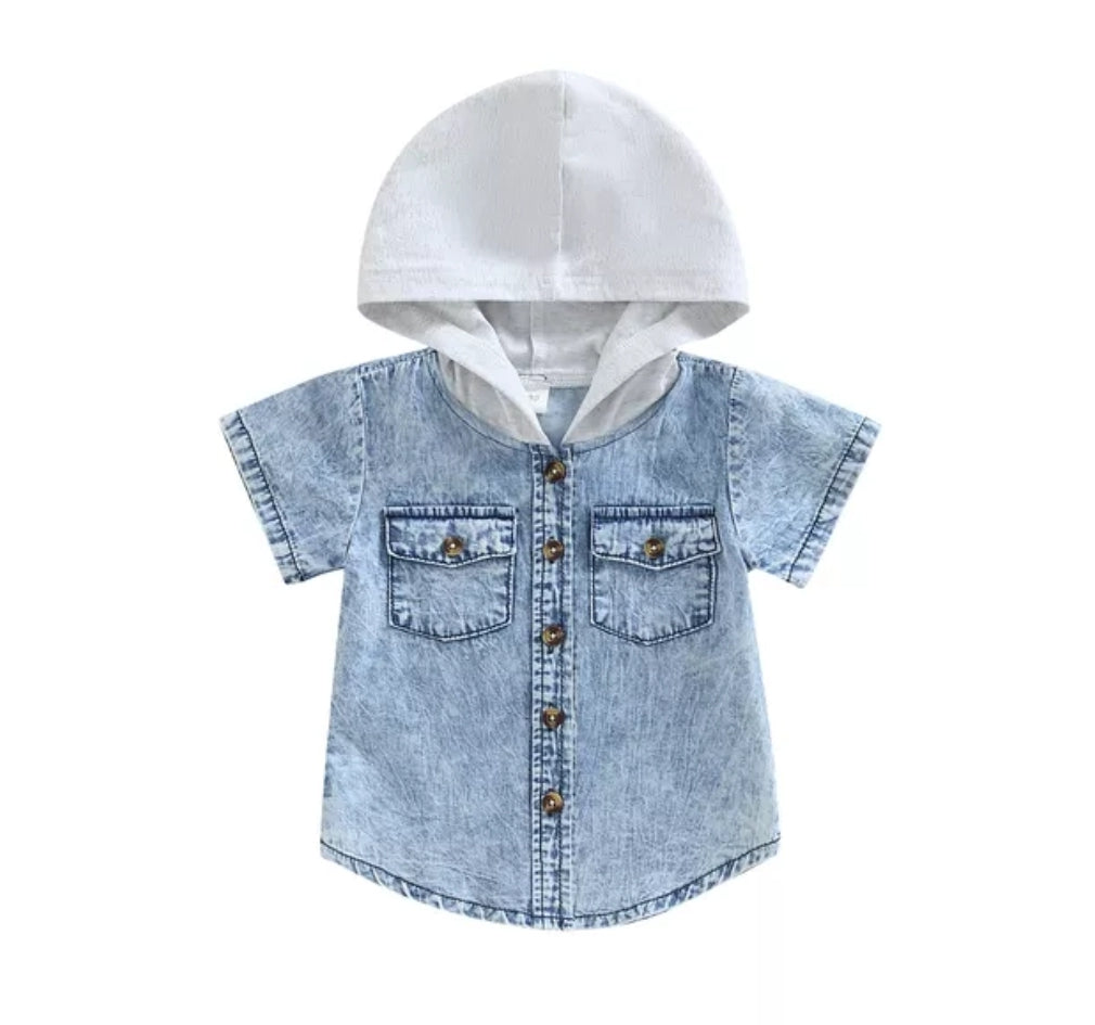 Boys Hooded Denim Look Shirt (2 Colours)