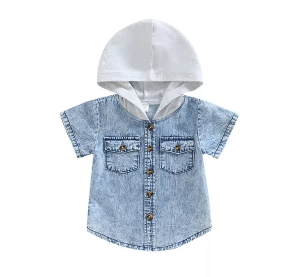 Boys Hooded Denim Look Shirt (2 Colours)