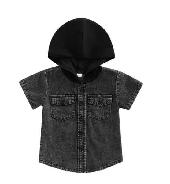Boys Hooded Denim Look Shirt (2 Colours)