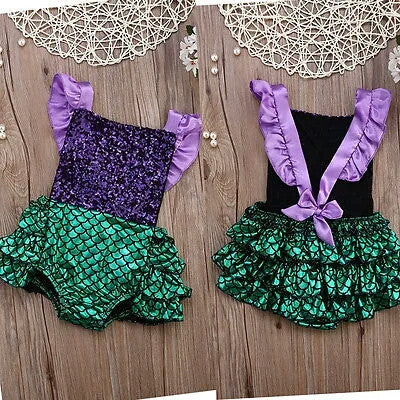 Mermaid Sparkle Ruffle Romper