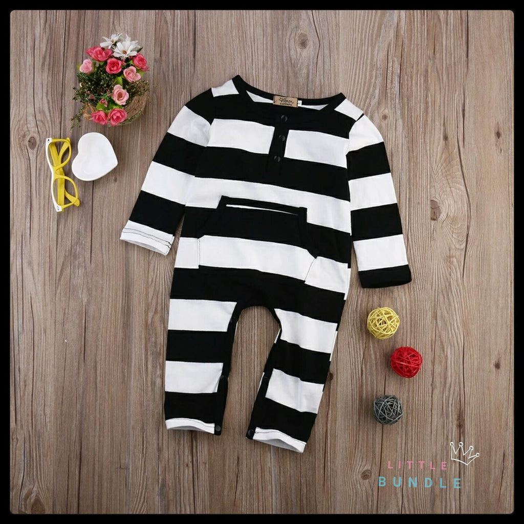 Monochrome Striped Jumpsuit