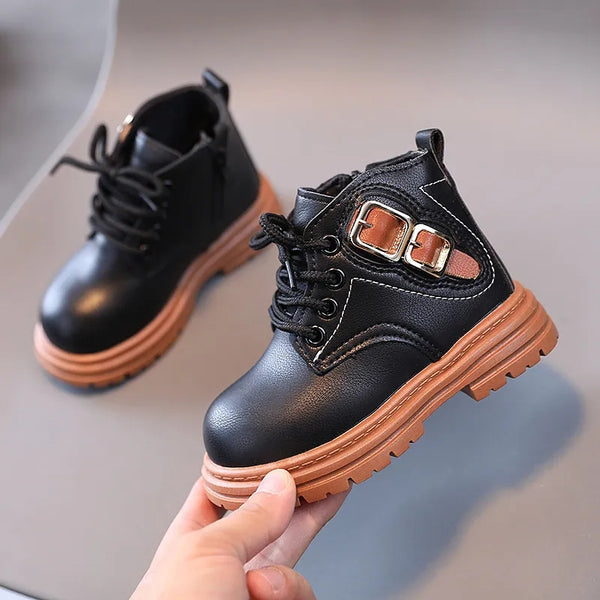 Trendy Buckle Lace Up Boots (3 Colours)