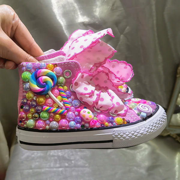 Mumma & Me Matching Rainbow Candy Bling High Tops (Handmade)