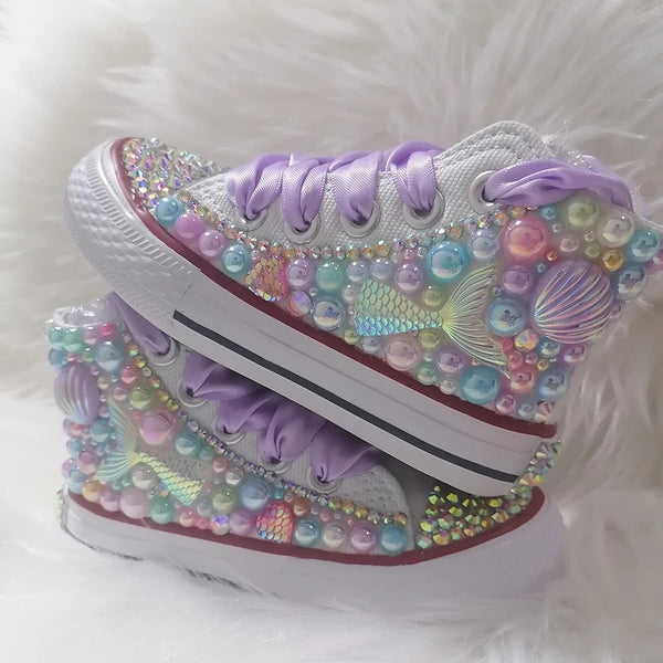 Mumma & Me Matching Mermaid Bling High Tops (Handmade)