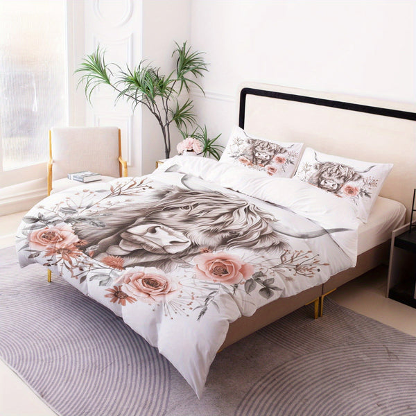 White Highland Cow Bedding Set (All Sizes Available)