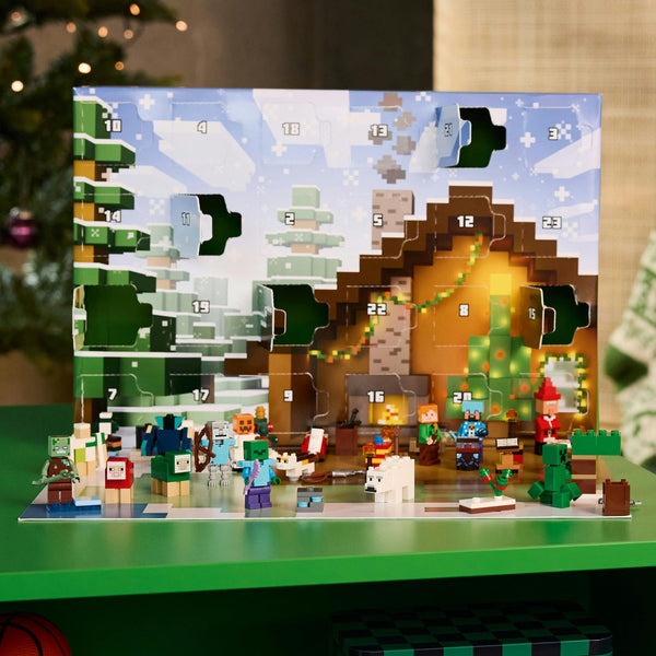 LEGO® Minecraft® Advent Calendar 2025 21280 Video Game Collectibles, Gaming Room Decor, Christmas Holiday Gamer Toys for Kids, Winter Village Set with Minifigures for Boys and Girls Aged 7 and Over