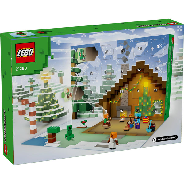 LEGO® Minecraft® Advent Calendar 2025 21280 Video Game Collectibles, Gaming Room Decor, Christmas Holiday Gamer Toys for Kids, Winter Village Set with Minifigures for Boys and Girls Aged 7 and Over