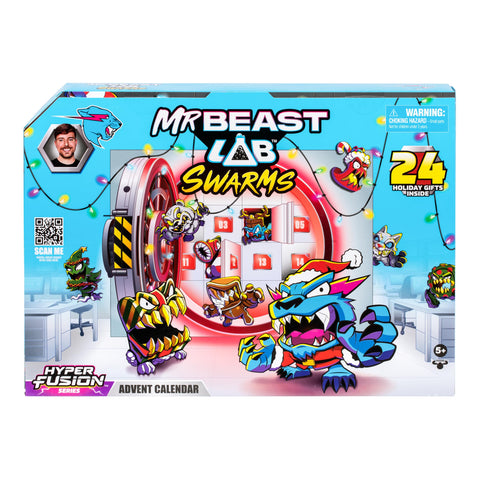 Celebrate The Christmas Season With The MrBeast Hyper Fusion Advent Calendar, Open A Door Each Day To Unveil 14 Exclusive Christmas Themed Micro Beasts, 22 Holiday Stickers And 7 Holiday Fusion Caps