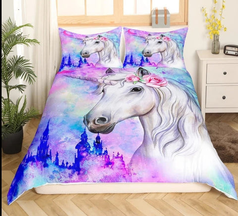 White Unicorn Splash Bedding Set (All Sizes Available)