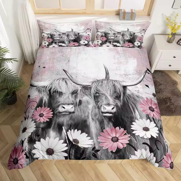 2025 Highland Cow Bedding Sets - 3 Designs (All Sizes Available)