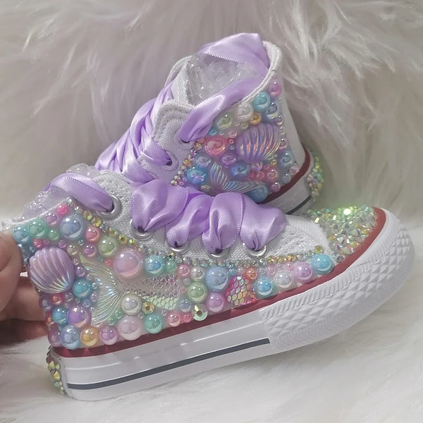 Mumma & Me Matching Mermaid Bling High Tops (Handmade)