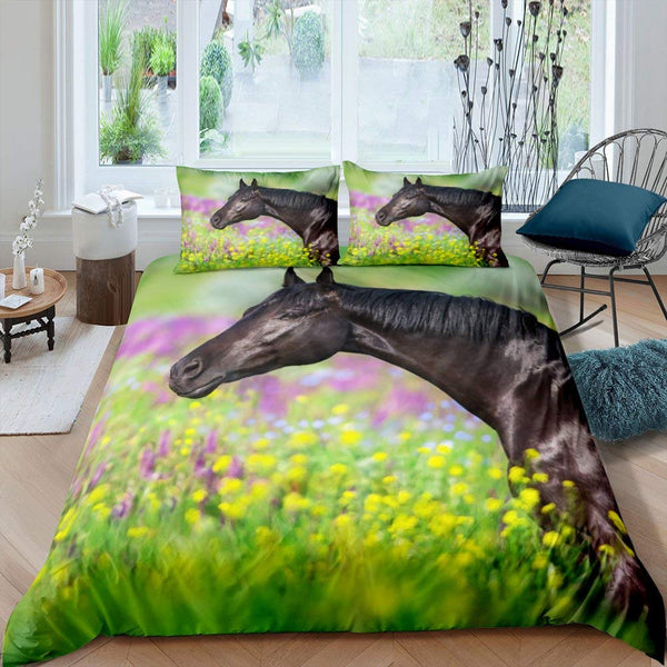 Horse Floral Bedding Sets - 10 Designs (All Sizes Available)