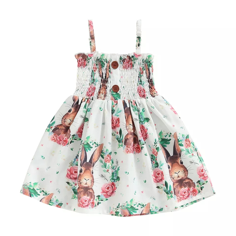 Cute Bunny Rabbit Floral Print Dress