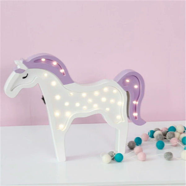 Unicorn Wooden Led Night Light (2 Colours)