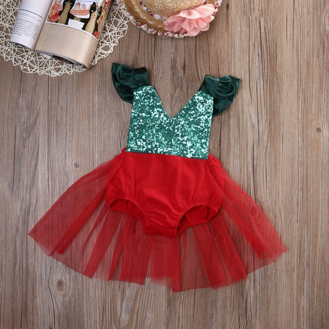Little Ballerina Xmas Tutu Romper