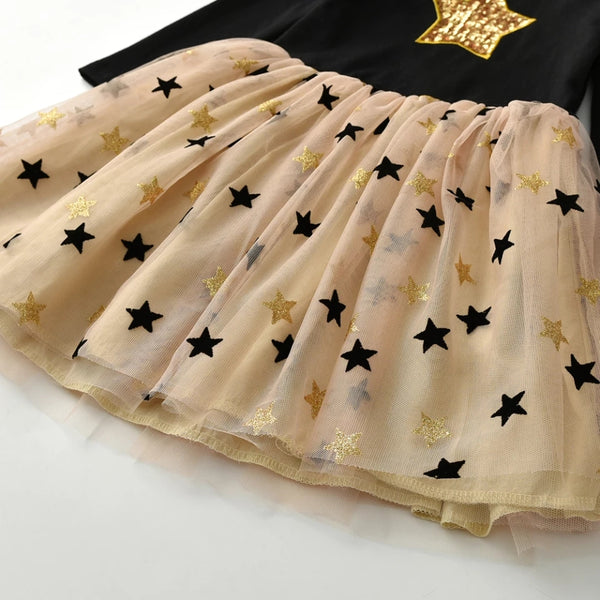 Violet Gold Star Longsleeve Dress