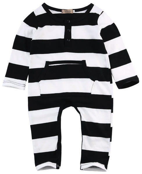 Monochrome Striped Jumpsuit